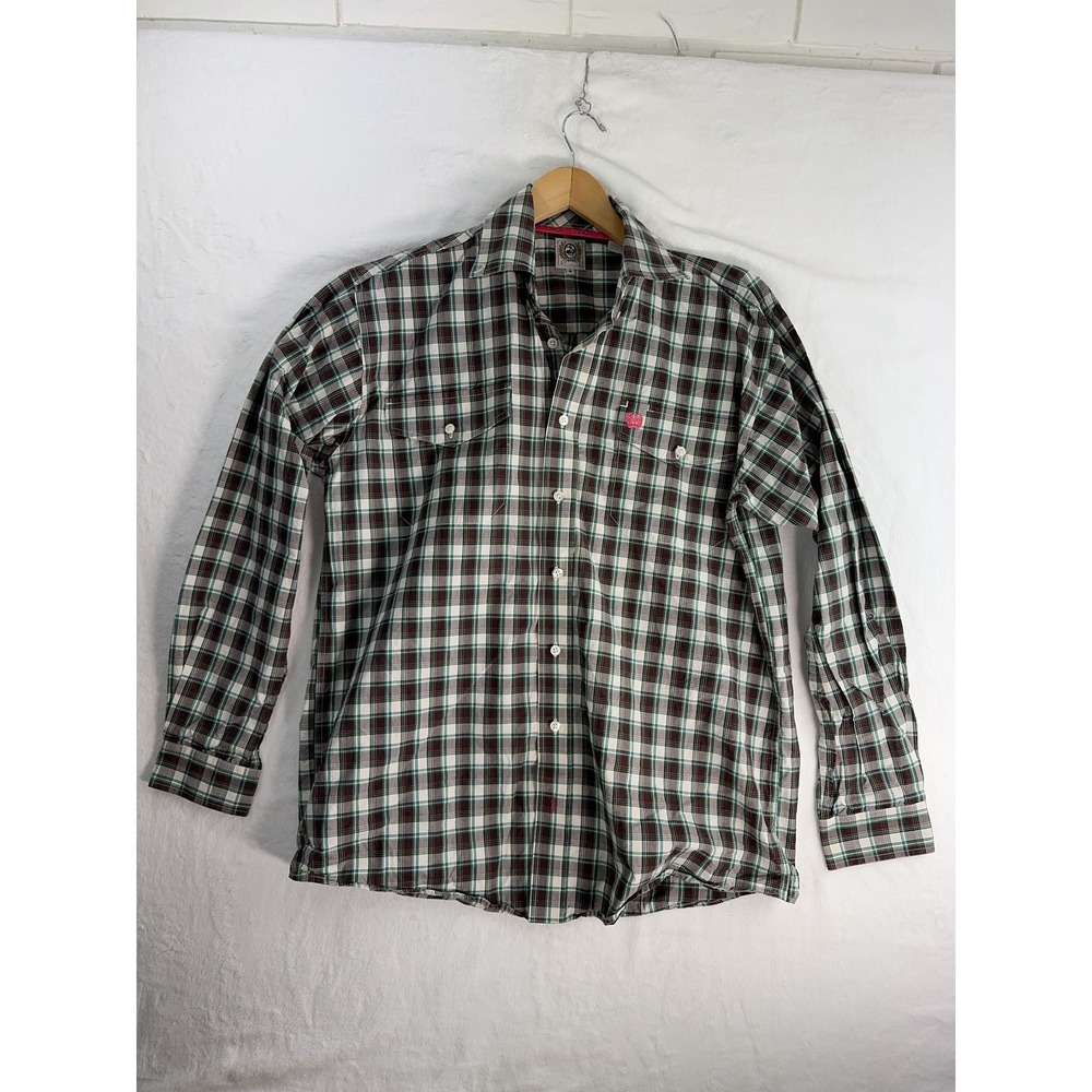Cinch Shirt‎ Mens Small Plaid Button Down Long Sleeve Western Cowboy Rodeo Brown